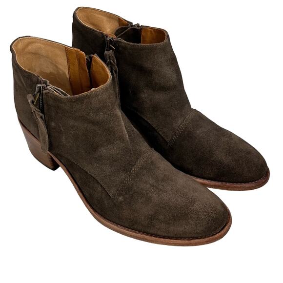 Alberto Fermani Ankle Boot Womens 40.5 Brown Capricia Suede Taupe Leather Short - Picture 1 of 13